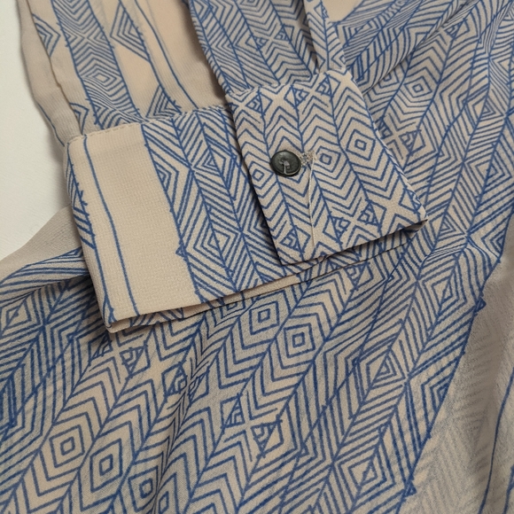 Anthropologie Dolan Blue Cream Blouse Medium - Picture 2 of 4